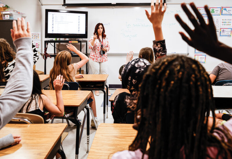 Shereen Badawy teaches French at Southside Middle School in Manchester, NH. (Photo by Cheryl Senter)