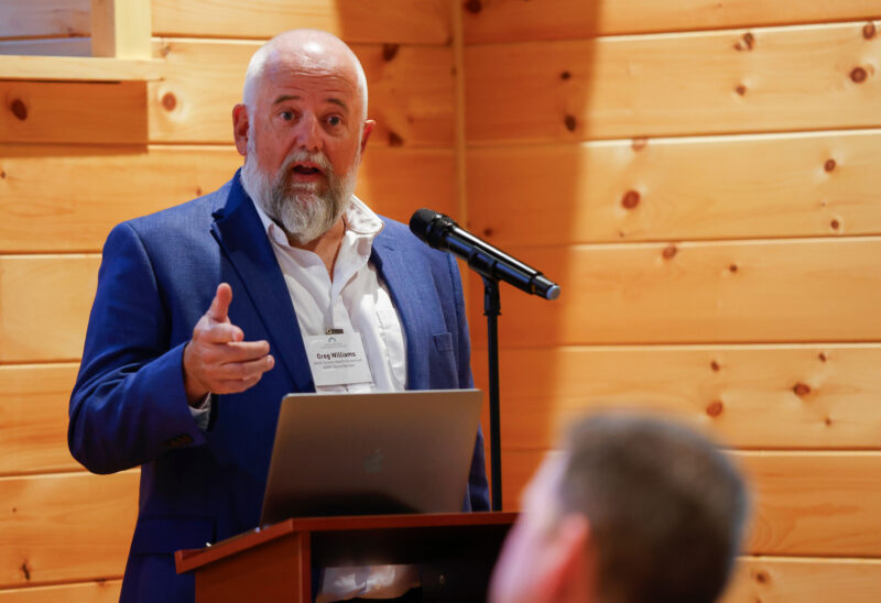 Gregory Williams, board member of ADAPT, speaks at the Foundation's "Here for Good" event at the Rocks in Bethlehem on Tuesday, September 24, 2024. (Photo by Cheryl Senter).